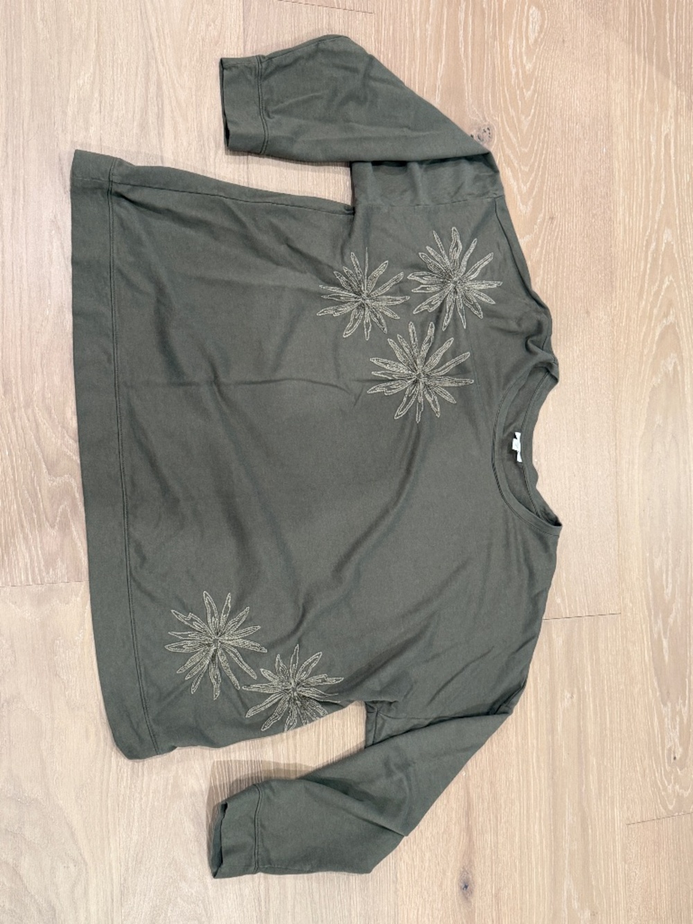 J Jill olive crewneck sweatshirt embroidered  4X